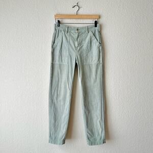 CQY Officer Pants Fatigue Green High Rise Straight Leg Utility Preppy